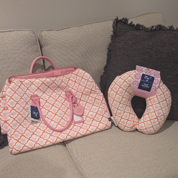 Roller Rabbit Handbags - Roller Rabbit X Target Pink and Orange Patterned Travel Bag with Neck Pillow